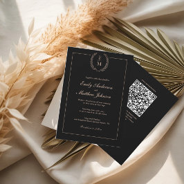 Black Blush Wedding Invitation QR Code Inbjudningar