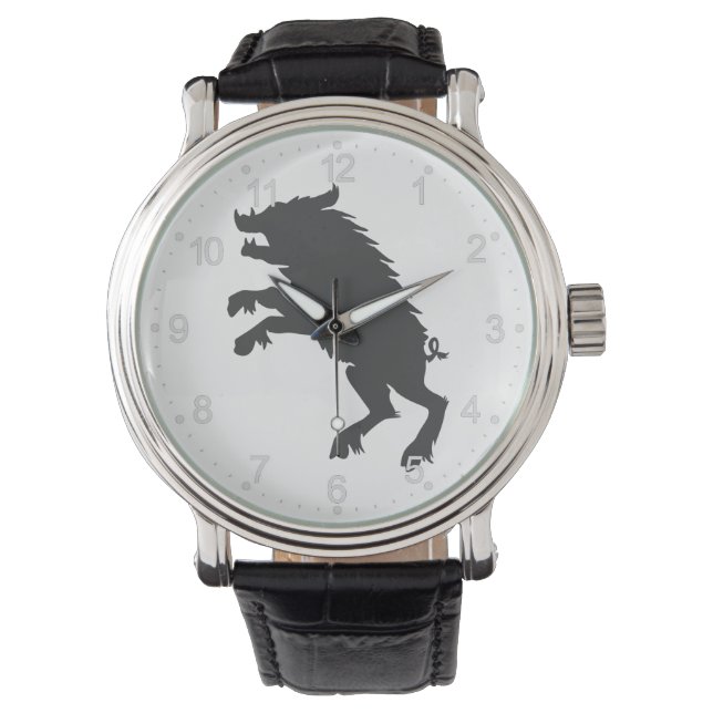 Black Boar medeleval silhouette Armbandsur (Framsida)