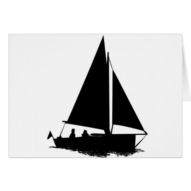 Black Boat Silhouette Hälsningskort (Framsidan Horizontal)