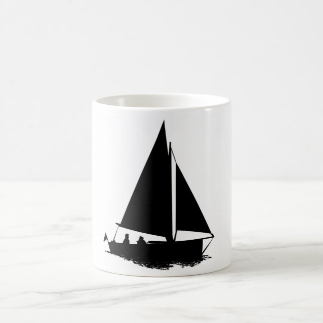 Black Boat Silhouette Kaffemugg (Center)