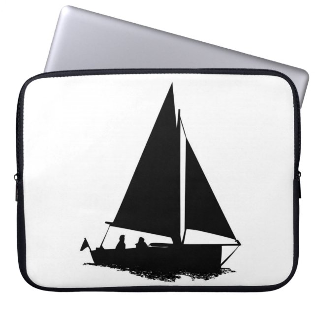 Black Boat Silhouette Laptop sleeve (Framsidan)