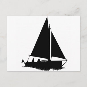Black Boat Silhouette Vykort