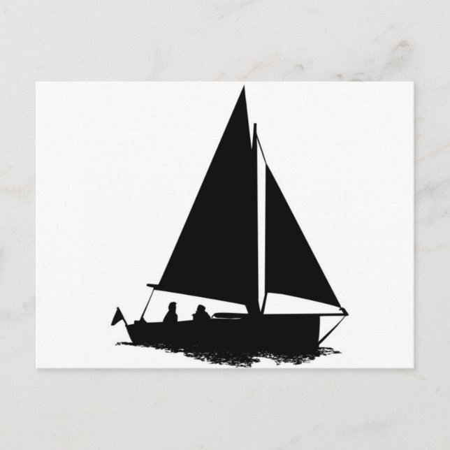 Black Boat Silhouette Vykort (Framsida)