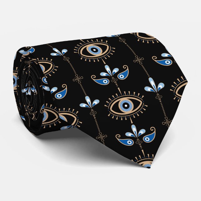 Black bohemian retro evil eye pattern slips (Rullad)