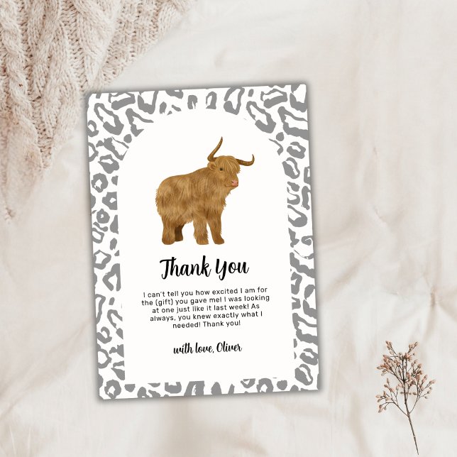 Black Boho Arch Heliga Cow Western Baby Shower Tack Kort (Black Boho Arch Holy Cow Western Baby Shower Thank You Card)