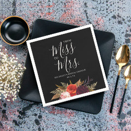 Black Boho Blommigt Möhippa Pappersservett