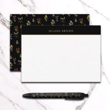 Black Boho Chic Wildblomma Mönster
