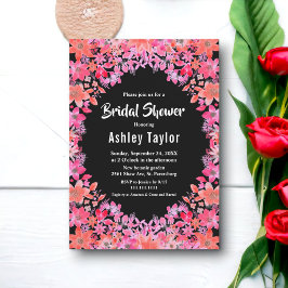 Black Boho Flowers Land Blommigt Möhippa Inbjudningar