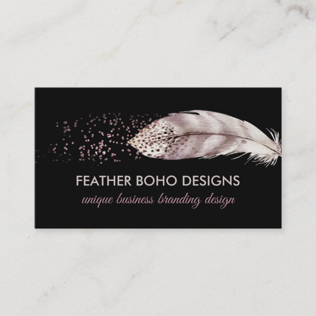 Black Boho Girly Rosa Bird Feather (Framsida)