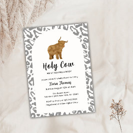 Black Boho Heliga Cow Highland Cow Baby Shower Inbjudningar