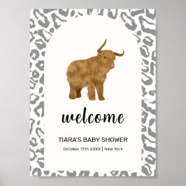 Black Boho Heliga Cow Western Baby Shower Välkomme Poster