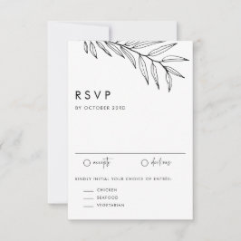 Black Boho minimalist Foliage Bröllop OSA Kort