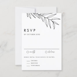 Black Boho minimalist Foliage Bröllop OSA Kort