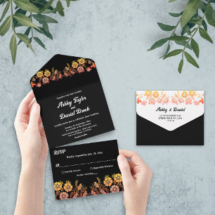 Black Boho Neon Ro Romantic Blommigt Bröllop