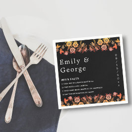 Black Boho Neon Ro Romantic Blommigt Bröllop Pappersservett