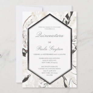 Black boho quinceañera en español inbjudningar