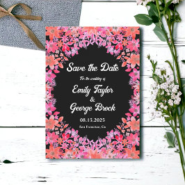 Black Boho Romantic Flowers Land Blommigt Bröllop Spara Datumet