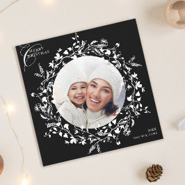 Black Boho Wildblomens julfotopatecken Julkort