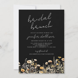 Black Boho WildblomMöhippa Elegant Brunch  Brunch Inbjudningar