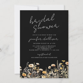 Black Boho Wildbloms Elegant Möhippa Inbjudningar