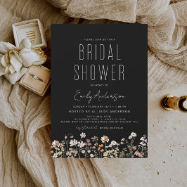 Black Boho Wildbloms Möhippa Elegant Inbjudningar