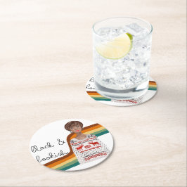 Black Bok Älskare Girl med Pixie Haircut Underlägg Papper Rund