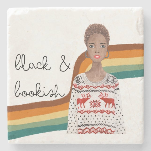 Black Bok Älskare Kort Brown Hair Stenunderlägg (Framsidan)