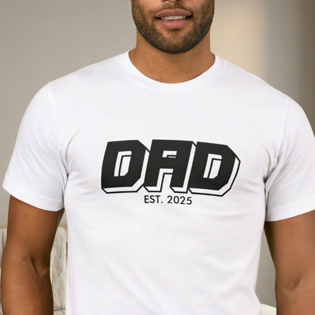 Black Bold Dad Established Typography T-Shirt (Skapare uppladdad)