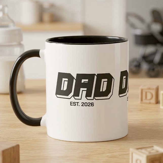 Black Bold Established New Dad Gift Mugg (Skapare uppladdad)