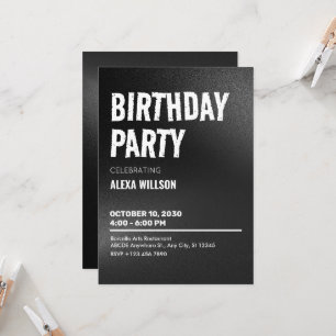 Black Bold Grunge Birthday Inbjudningar