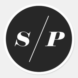 Black Bold Italic Typography Bröllop Monogram Runt Klistermärke