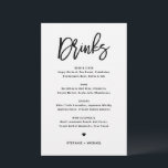 Black Bold Modern Calligraphy Bröllop Drinks Menu<br><div class="desc">Lägg till det här anpassadet på dryckesmenykortspapperet i händelsetabellen. Den har modern kalligrafi och enkel typografi i svart. Detta moderna menykort för kalligrafi i pub är perfekt för bröllop,  möhippor,  babyduschar och så mycket mer.</div>