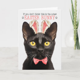 Black Bombay Cat i Bunny Öron för Påsk Helgkort