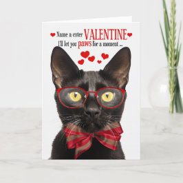 Black Bombay Cat Kattdjur Humor Alla hjärtans dag Helgkort