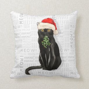 Black Bombay Cat Watercolor jul Kudde