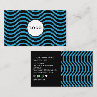 Black Bondi Blue Wave Design Business Card Visitkort
