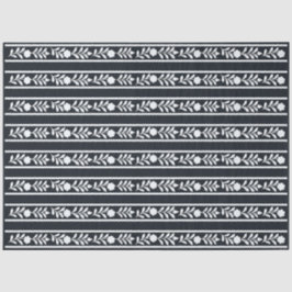 Black Bone Inlay Floral Border Decoupage Paper