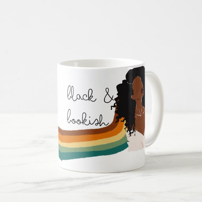 Black & Bookish Curly Hair Mugg (Framsida höger)
