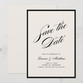 Black Border Ivory Modern Save the Date Inbjudningar