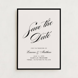 Black Border Ivory Modern Save the Date Inbjudningar