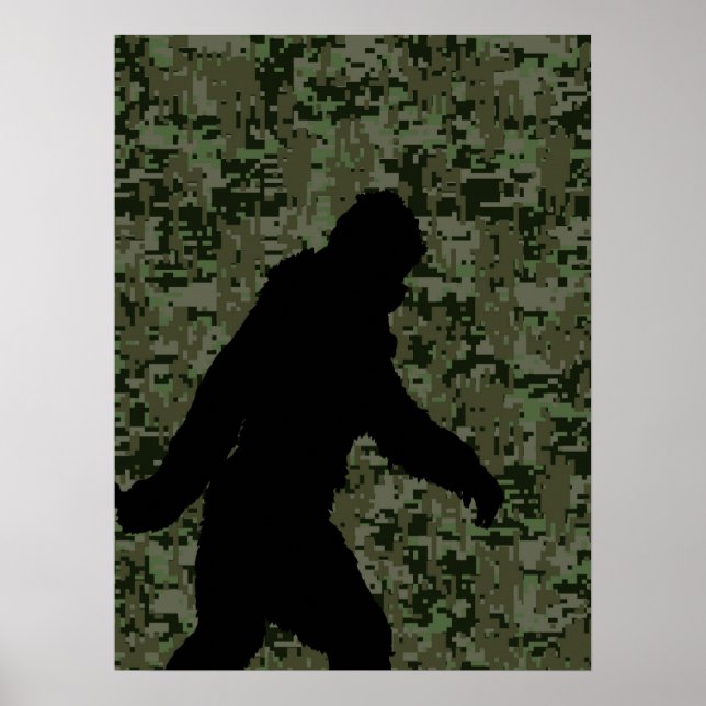 Black Borta Squatchin Woodland Digital Camouflage Poster (Framsidan)