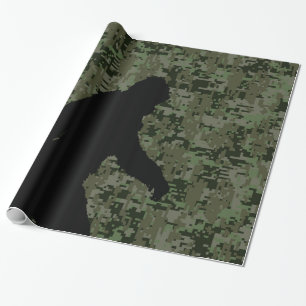 Black Borta Squatchin Woodland Digital Camouflage Presentpapper