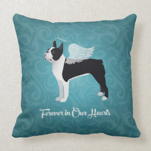 Black Boston Terrier Hund Angel Pet Memorial Kudde