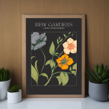 Black Botanical Blommigt Wall Art Poster