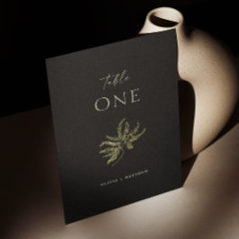 Black Botanical Bröllop | Minimalist Fern Greenery Bordsnummer