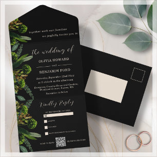 Black Botanical Greenery QR-kod