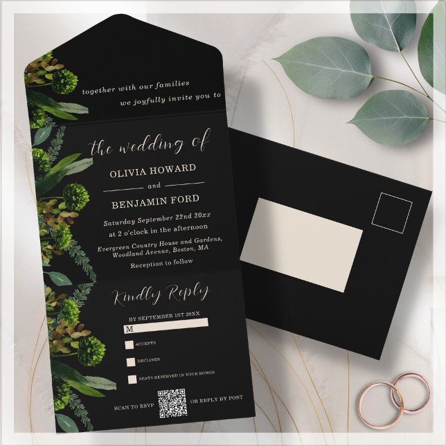 Black Botanical Greenery | QR-kod (Skapare uppladdad)