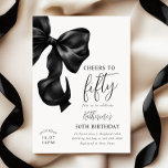 Black Bow 50:e födelsedagen Inbjudningar<br><div class="desc">Coquette Black Bow 50:e födelsedagsinbjudan</div>