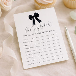 Black Bow Advice for Bride Bridal Shower Game Card Inbjudningar