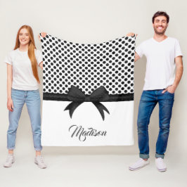 Black Bow and Dots Mönster Fleecefilt